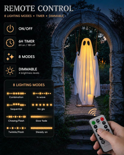 Glowing Halloween Ghost Swing Decoration