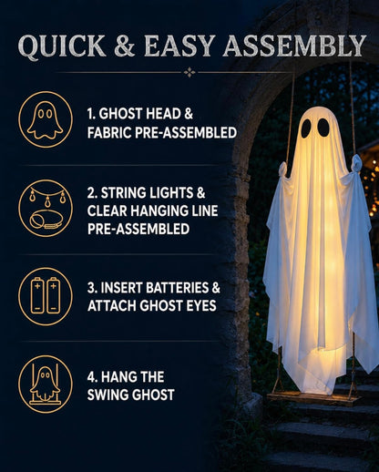 Glowing Halloween Ghost Swing Decoration