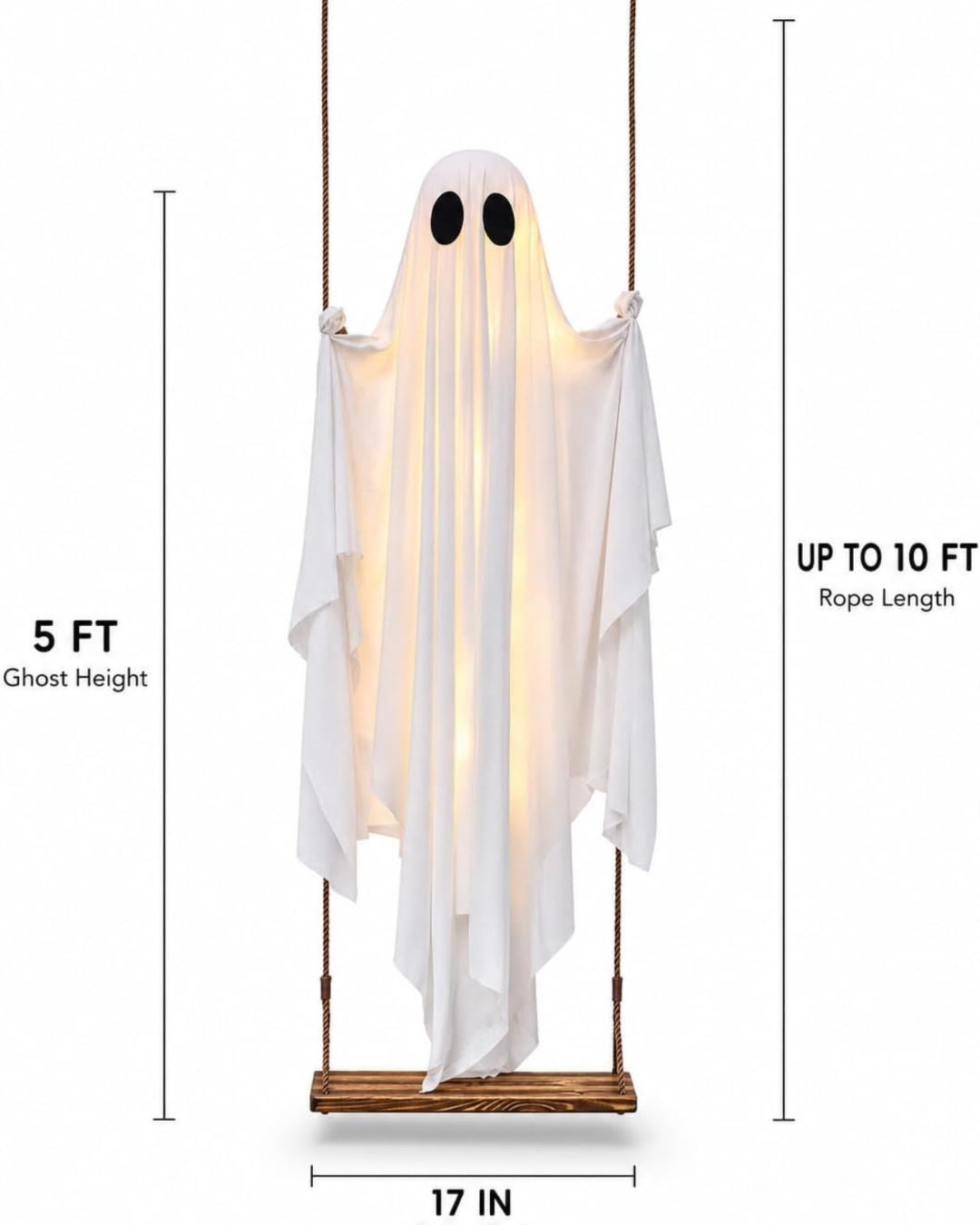 Glowing Halloween Ghost Swing Decoration